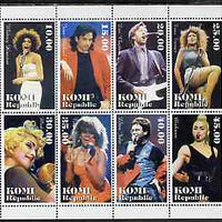 Komi Republic 1998 Pop Stars perf sheetlet containing complete set of 8 unmounted mint