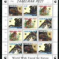 Estonia (Saaremaa) 1998 WWF - Wild Animals perf sheetlet containing complete set of 12 (3 sets of 4) unmounted mint