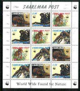 Estonia (Saaremaa) 1998 WWF - Wild Animals perf sheetlet containing complete set of 12 (3 sets of 4) unmounted mint