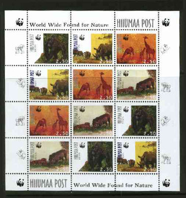Estonia (Hiiumaa) 1998 WWF - Wild Animals perf sheetlet containing complete set of 12 (3 sets of 4) unmounted mint