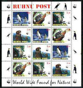 Estonia (Ruhnu) 1998 WWF - Wild Animals perf sheetlet containing complete set of 12 (3 sets of 4) unmounted mint