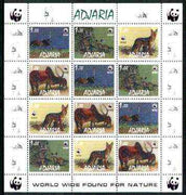 Adjaria 1998 WWF - Wild Animals & Birds perf sheetlet containing complete set of 12 (3 sets of 4) unmounted mint