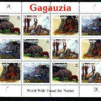 Gagauzia Republic 1998 WWF - Wild Animals perf sheetlet containing complete set of 12 (3 sets of 4) unmounted mint
