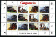 Gagauzia Republic 1998 WWF - Wild Animals perf sheetlet containing complete set of 12 (3 sets of 4) unmounted mint