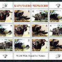 Karachaevo-Cherkesia Republic 1998 WWF - Wild Animals perf sheetlet containing complete set of 12 (3 sets of 4) unmounted mint