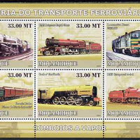 Mozambique 2009 History of Transport - Railways #02 perf sheetlet containing 6 values unmounted mint