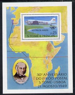 St Thomas & Prince Islands 1979 Rowland Hill (Dakota DC-3) perf m/sheet unmounted mint