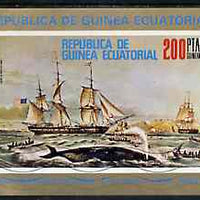 Equatorial Guinea 1973 Paintings of Ships imperf m/sheet (Early Whaler) very fine cto used
