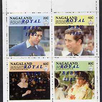 Nagaland 1982 Royal Baby opt on Royal Wedding perf sheetlet of 4 unmounted mint
