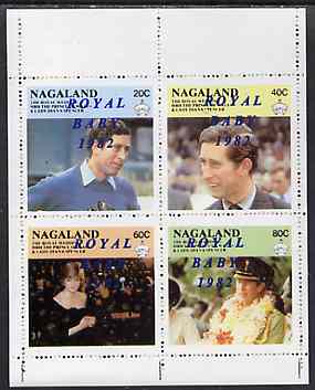 Nagaland 1982 Royal Baby opt on Royal Wedding perf sheetlet of 4 unmounted mint