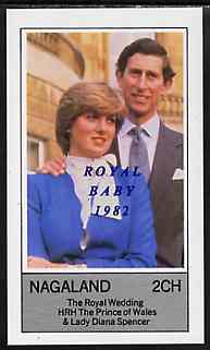 Nagaland 1982 Royal Baby opt on Royal Wedding 2ch imperf deluxe Sheet (Charles & Diana) unmounted mint