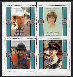 Bernera 1981 Royal Wedding perf sheetlet containing set of 4 unmounted mint