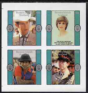Bernera 1981 Royal Wedding imperf sheetlet containing set of 4 unmounted mint