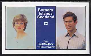Bernera 1981 Royal Wedding £2 imperf deluxe Sheet (Charles & Diana) unmounted mint
