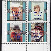 Bernera 1982 Royal Baby opt on Royal Wedding perf sheetlet containing set of 4 unmounted mint