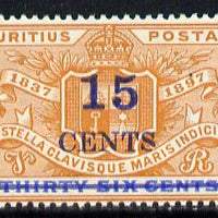 Mauritius 1899 15c on 36c unmounted mint, (SG 135)