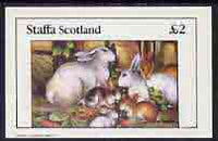 Staffa 1982 Domestic Animals (Rabbits) imperf,deluxe sheet (£2 value) unmounted mint