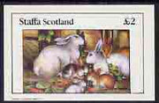 Staffa 1982 Domestic Animals (Rabbits) imperf,deluxe sheet (£2 value) unmounted mint