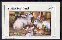 Staffa 1982 Domestic Animals (Rabbits) imperf,deluxe sheet (£2 value) unmounted mint