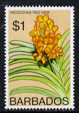 Barbados 1975-79 Red Gem Orchid $1 unmounted mint, SG 521
