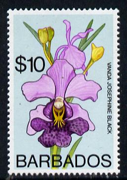 Barbados 1975-79 Josephine Black Orchid $10 unmounted mint SG 524