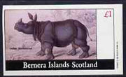 Bernera 1982 Indian Rhino imperf souvenir sheet (£1 value) unmounted mint