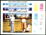 Touva 1995 Golf with Laurel & Hardy composite sheet containing 10 values, the set of 7 imperf progressive proofs comprising the 4 basic colours plus 2, 3 and all 4-colour composites unmounted mint