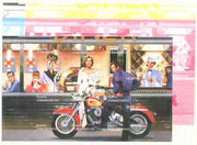 Turkmenistan 1999 Bikers Diner (M Monroe, James Dean, Boggart, J Lennon, etc) sheetlet containing 9 values, the set of 5 imperf progressive proofs comprising the 4 basic colours plus all 4-colour composites unmounted mint