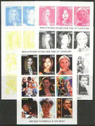 Abkhazia 1999 Hollywood Stars for the 21st Century sheetlet containing 9 values, the set of 5 imperf progressive proofs comprising the 4 basic colours plus all 4-colour composites unmounted mint