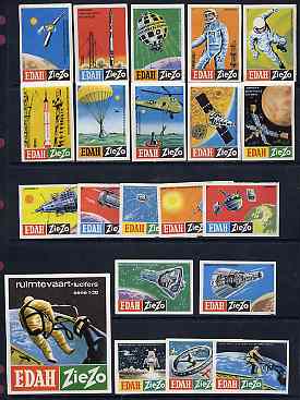 Match Box Labels - Conquering Space (Nos 1-20 plus dozen outer size label) mainly fine unused condition (Dutch)