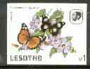 Lesotho 1984 Butterflies Diadem Butterfly 1m value imperf proof with background colour omitted