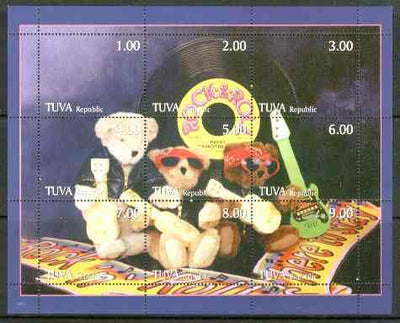 Touva 1999 Rock & Roll Teddies composite sheet containing 9 values unmounted mint