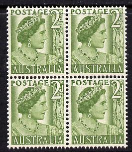 Australia 1950-52 Queen Elizabeth 2d coil block of 4 unmounted mint SG 237b