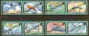Montserrat 1995 50th Anniversary of end of World War II set of 8 (4 se-tenant pairs) each overprinted SPECIMEN, as SG 967-74s unmounted mint