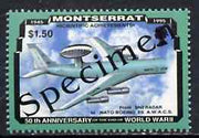 Montserrat 1995 Boeing AWAC $1.50 (from 50th Anniversary of end of World War II set) overprinted SPECIMEN, as SG 972s unmounted mint