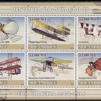 Mozambique 2009 History of Transport - Aviation #02 perf sheetlet containing 6 values unmounted mint
