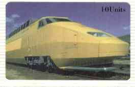 Telephone Card - CTA Railways 10 Units 'phone card #02 showing Yellow High-Speed Train (Collectable Telecards of America)