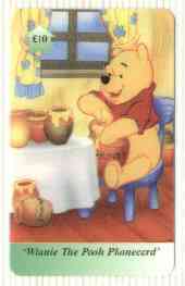 Telephone Card - Winnie the Pooh £10 'phone card #01 showing Pooh seated at table eating Hunny