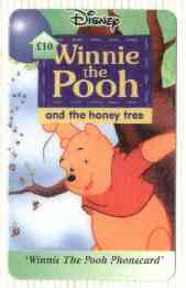 Telephone Card - Winnie the Pooh £10 'phone card #04 showing Pooh standing by Tree with Bees