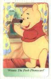 Telephone Card - Winnie the Pooh £10 'phone card #06 showing Pooh standing at window with Bee