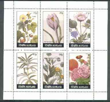 Staffa 1982 Flowers #23 (Cotton, Crocus, Hemp, etc) perf set of 6 values (15p to 75p) unmounted mint