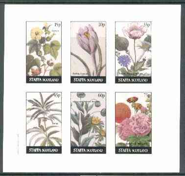 Staffa 1982 Flowers #23 (Cotton, Crocus, Hemp, etc) imperf set of 6 values (15p to 75p) unmounted mint