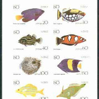 Iso - Sweden 1977 Fish (Grouper, Wrasse, Snapper, etc) imperf set of 8 values (20 to 400) unmounted mint