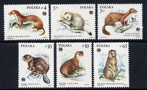 Poland 1984 Fur Bearing Animals set of 6 unmounted mint (SG 2962-7)