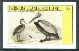 Bernera 1982 Birds #40 (Pelican & Sandpiper) imperf deluxe sheet (£2 value) unmounted mint