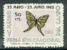 Cinderella - Spain 1962 50c perforated label for Madrid International Stamp Exhibition featuring Butterfly unmounted mint*