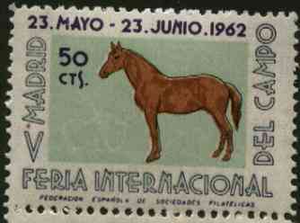 Cinderella - Spain 1962 50c perforated label for Madrid International Stamp Exhibition featuring Horse unmounted mint*