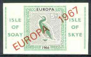 Isle of Soay 1967 Europa overprinted on 1966 Europa (Cormorant) 5s value, imperf on ungummed paper