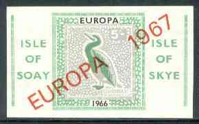 Isle of Soay 1967 Europa overprinted on 1966 Europa (Cormorant) 5s value, imperf on ungummed paper