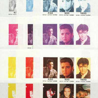 Batum 1996 Elvis Presley sheetlet containing set of 6 values, the set of 9 imperf progressive proofs comprising the 4 individual colours, plus various 2, 3 and all 4-colour composites unmounted mint